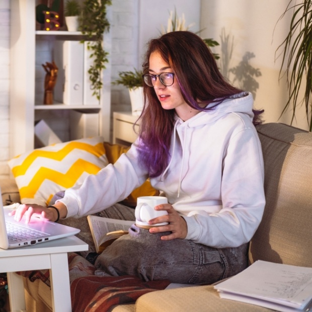 Girl on laptop computer