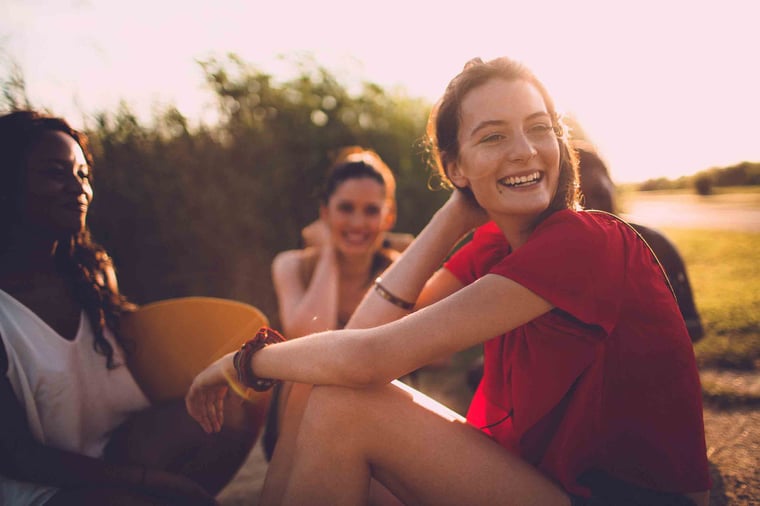People relaxed and smiling