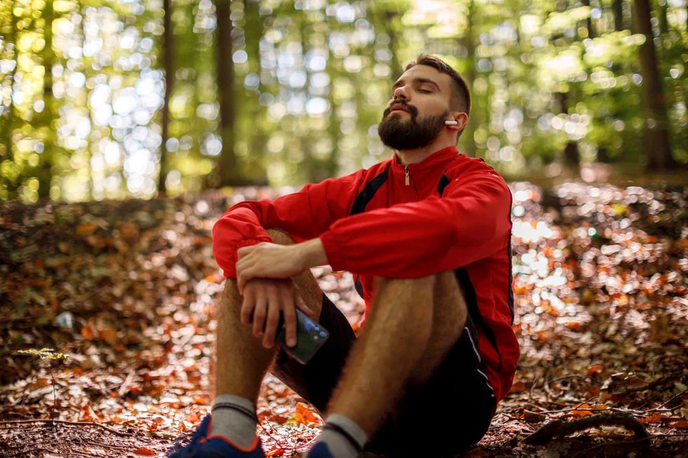 Person relaxed with headphones in
