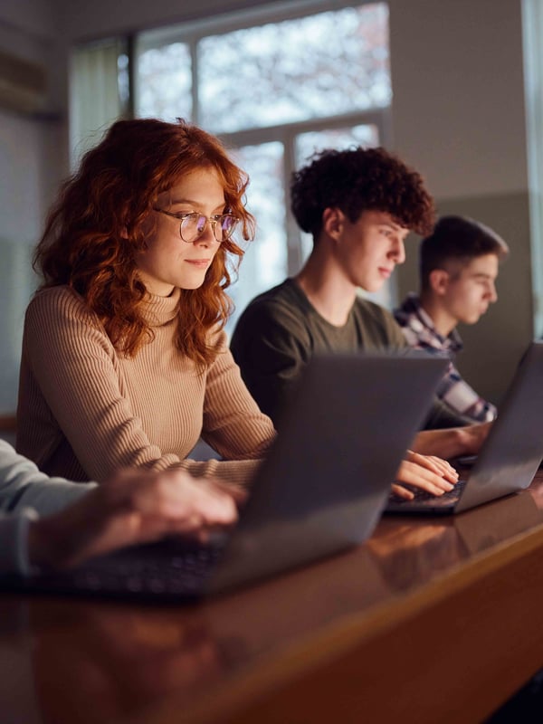 People on laptops studying